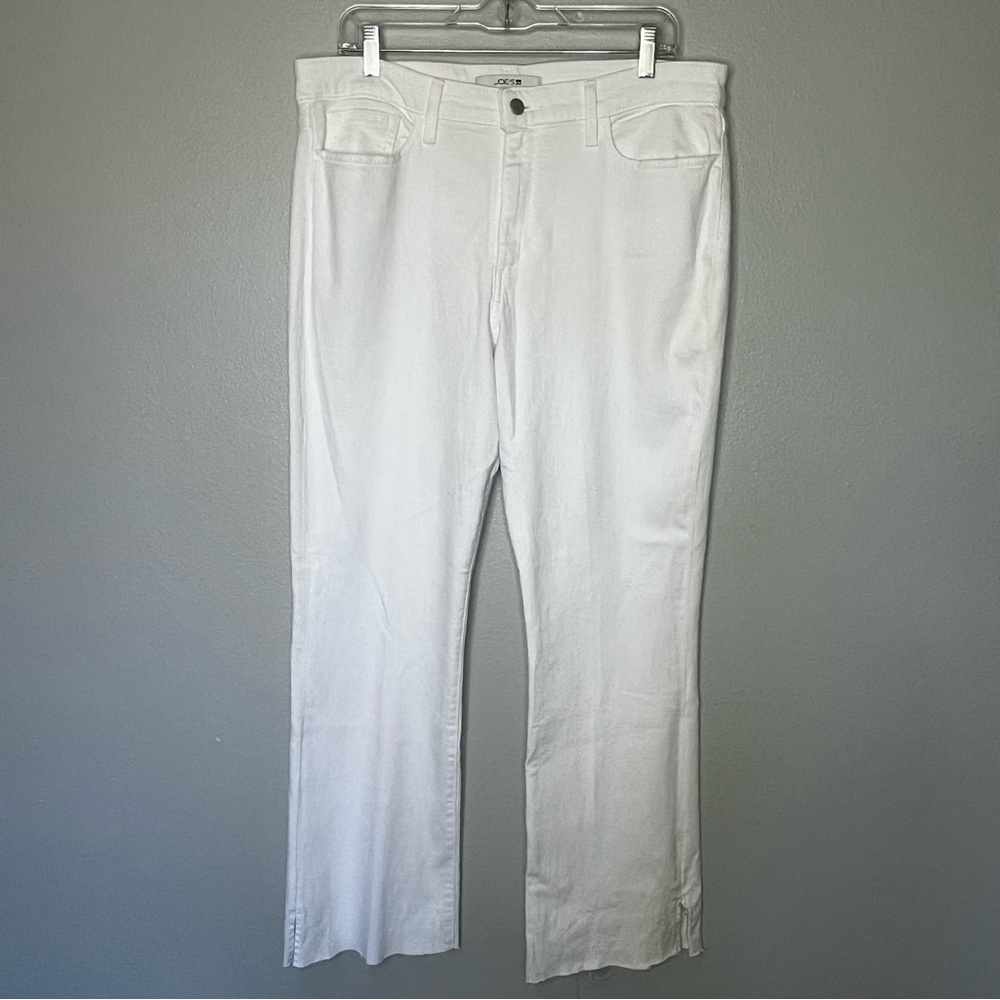 Joes Highrise Bootcut Denim Jeans Women 33 White Raw Slit Hem Pockets Zip NWT*